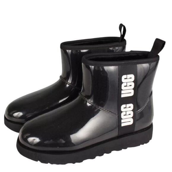 UGG Classic Clear Mini Boot - Black - Sheepskin Lined - Size 7 - Picture 5 of 9